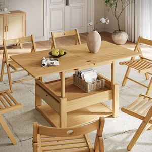 Ajunion hiện đại có thể gập lại thiết kế Bàn cà phê gỗ Bàn cà phê 4 trong 1 đa chức năng phòng khách làm tổ Bàn cà phê - Product Image 3