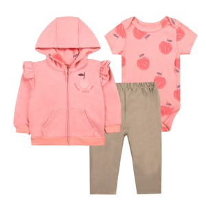 Ensemble sweat à capuche pour bébés filles et garçons, logo personnalisé, 3 pièces, coton, imprimé animal/floral, barboteuse à manches longues, 6-24 <span class=keywords><strong>mois</strong></span>, ensemble veste d'été - Product Image 3