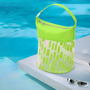Organisateur de salle de bain en PVC transparent vert vibrant avec fermeture à glissière pour voyage et quotidien pour le rangement des articles de toilette - Product Image 6