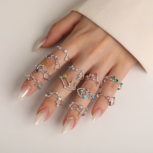 Bagues en argent sterling plaqué or avec zircons et pierres <span class=keywords><strong>de</strong></span> <span class=keywords><strong>naissance</strong></span>, signes du zodiaque, 12 modèles tendance - Product Image 2