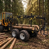 Chargeur forestier HAIJU pour le chargement de bois de forêt avec grue hydraulique et grappin, pompe à piston italienne
