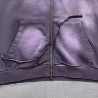 Offre Spéciale plaine teinture rétro fermeture éclair jusqu'à hommes à capuche poids lourd pur coton en détresse poche YKK Zip surdimensionné sweats à capuche vierges
