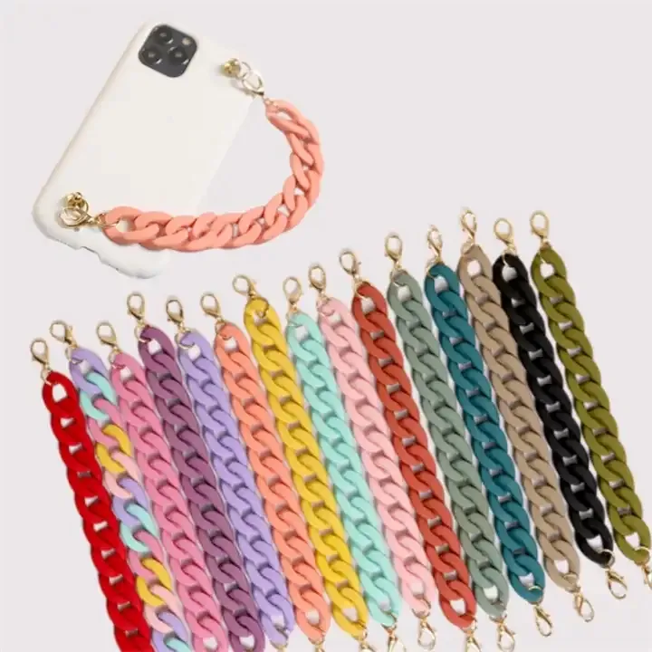 Colorful Acrylic Mobile Phone Straps Cell Phone Case Chain anti fall plastic lanyard luggage hardware acaccessories