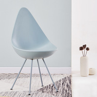 Chaise de salle à manger moderne en plastique de qualité commerciale, chaise coquille en forme de goutte avec pieds en métal pour restaurant, café, vente en gros