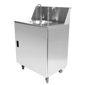 Évier portable d'extérieur sans eau chaude, style cuve unique, réservoir d'eau de 15 L inclus, interrupteur au pied, autoportant avec roues - Product Image 2