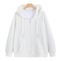 Veste à capuche zippée unisexe en tissu tricoté effet coton 260 GSM, 100 % polyester, teinte unie, pour l'automne, idéale pour uniformes personnalisés