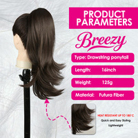 Extensions de cheveux synthétiques en queue de cheval Julianna Wholesale Futura Fiber, résistantes à la chaleur, naturelles, à couches, bouclées, avec cordon de serrage