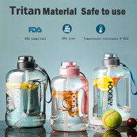 Bouteille d'eau en plastique, 1500Ml/1 Ml/2500Ml, avec couvercle et paille, grande capacité, pour sport, célébrités d'internet