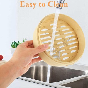 Adaptateur de panier <span class=keywords><strong>en</strong></span> <span class=keywords><strong>bambou</strong></span> à 2 niveaux, kit pour la cuisson à la vapeur des dim sum, des boulettes, des fruits de mer, du riz, des plats chinois et asiatiques - Product Image 3