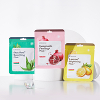 Masque facial en coton naturel aux herbes de 25 ml à la grenade raffermissante, au citron éclaircissant, à la céramide hydratante, à l'aloe vera et à la vitamine C