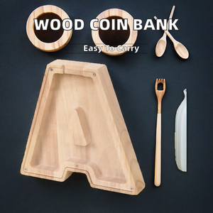 Hot Selling <strong>Wood</strong> Alphabet Piggy Bank with Custom Color &amp; Logo Portable Design for Adults and Kids Coin Storage <strong>Money</strong> <strong>Box</strong> - Product Image 3