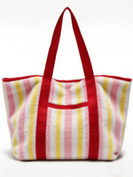 Bolsos de Hombro Personalizados de Algodón con Rayas, Gran Capacidad, para Toallas, Viajes, Playa, Bolsos de Mano Suaves para Mujer