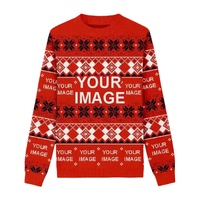Pull-over col rond jacquard personnalisé avec logo pour homme, idéal pour l'hiver et Noël, anti-boulochage et respirant, vente en gros