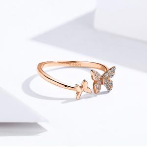 Butterfly 925 sterling silver ring lady's <span class=keywords><strong>rose</strong></span> gold open sterling silver ring - Product Image 4