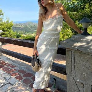 Nuevo Vestido de Princesa Dulce Personalizado de Primavera, Vestido de Popelina de Algodón Elástico, Vestido Largo con Tirantes Finos y Volantes - Product Image 2