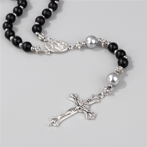 Haute qualité perles de pierre naturelle chapelet Wrap Bracelet Christ jésus religieux croix pendentif prière perle Bracelet bijoux cadeaux - Product Image 5