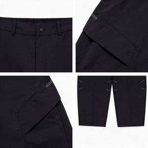 Black <b>Wide</b> <b>Leg</b> <b>Cargo</b> Pants 100% nylon Loose Fit Casual Trousers Waist Multi Pocket Streetwear - Product Image 6