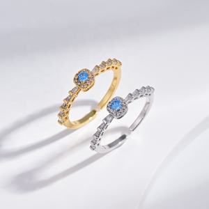 Anillo pequeño de plata S925 con piedra natural, diseño sencillo y moderno, anillos apilables con circonitas de colores para mujer, para compromiso o matrimonio. - Product Image 1