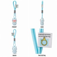 Porte-clés mignon en acrylique motif ours de dessin animé, impression UV sur plastique, breloque de sac en corde tressée, cadeau tendance