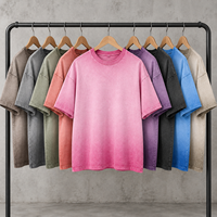 Kaos Oversize Custom Logo Unisex Vintage Gradient Acid Wash Sablon Bordir Streetwear Grosir