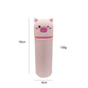 Estuche de silicona para lápices con cierre de cremallera para escuelas, oficinas, diseño de impresión digital, soporte de papelería estilo animal de dibujos animados - Product Image 2