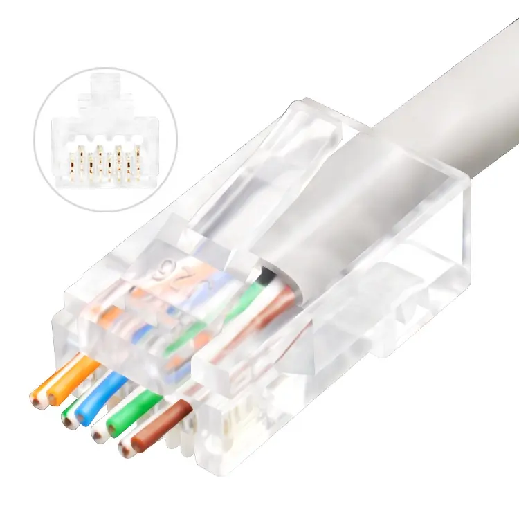 Plaqué or Cat5e Ethernet Réseau Lan DSL Câble Pince Prises Connecteurs Ends Lot 