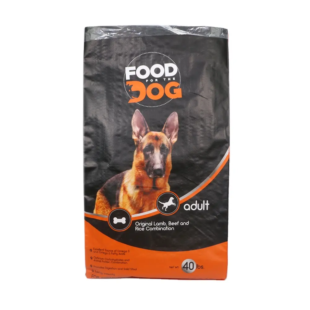 Caliente 40lb China perro/gato/bolsas de comida para mascotas PP embalaje tejido a prueba de humedad a prueba de olores embalaje de grado alimenticio