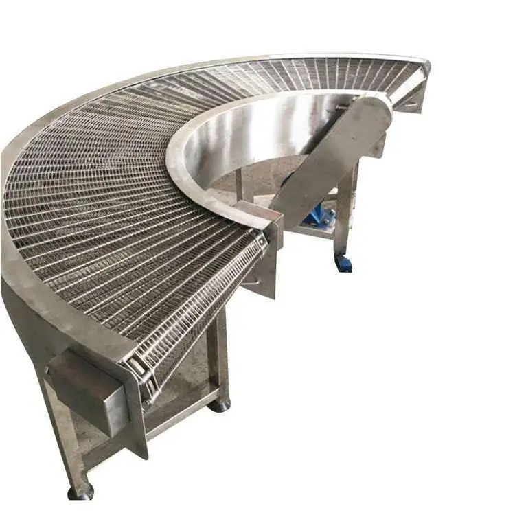 Stainless Steel Mesh Belt Turning conveyor for Baked Food Curved Belt Conveyor Machine small turn radius Conveyor System