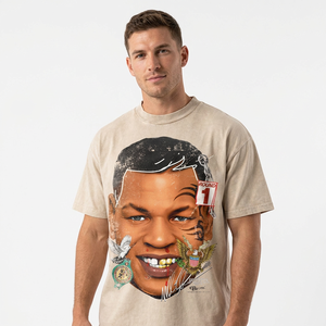 T-shirt à col roulé pour homme, manches courtes, 100% coton, uni, avec impression photo de Mike Tyson, coupe classique, tissu tricoté formel - Product Image 6