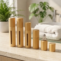 En stock, flacon roll-on vide en verre et bambou avec fenêtre transparente, 3ml, 5ml, 10ml, bille roulante en acier, emballage pour huiles essentielles et parfums