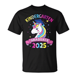 Kindergarten Graduate 2025 <b>Unicorn</b> <b>T</b>-<b>Shirt</b> Girls Kids Short Sleeve Crew Neck Digital Printing - Product Image 2