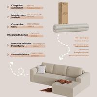 Canapé convertible en forme de L Wayon Premium rembourré en mousse haute densité compressée pour appartement et studio