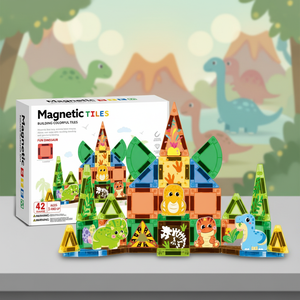 Set di Blocchi da Costruzione 3D con Finestra Trasparente, Mondo dei Dinosauri, Piastrelle Magnetiche per Bambini dai 3+ e 6+ Anni - Product Image 6