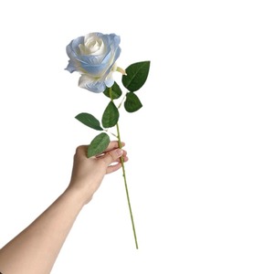 Rosa Artificial de Tallo Único, Color Azul Hielo, Flor de Seda para Decoración de Sala de Estar, Centro de Mesa para Bodas, Arreglos Florales para el Hogar - Product Image 6
