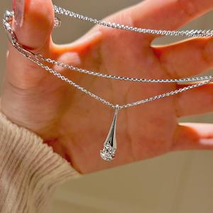 S925 Pure <b>Silver</b> <b>Necklace</b> with Star and <b>Pearl</b> Women's High-End Luxury Collarbone Chain Featuring Zircon Pendant - Product Image 4