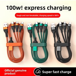 100W 3-in-1 nhanh chóng sạc cáp dữ liệu USB <span class=keywords><strong>Android</strong></span> tương thích một-đốc-ba Lưới Đánh Cá bện 6A cho Huawei điện thoại di động máy in - Product Image 3