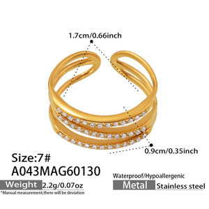 แหวนกันน้ำไม่หมอง 14k 18k ชุบทอง PVD แฟชั่น แหวนสแตนเลส 316L สำหรับผู้หญิง - Product Image 6