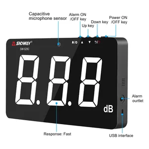 Máy đo mức âm thanh kỹ thuật số treo tường | Màn hình Decibel tiếng ồn 30-130dB với phép đo thời gian thực - Product Image 2