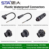 Connecteur étanche en plastique ALTW IP67/IP68 pour l'automatisation industrielle, prise à baïonnette résistante aux UV, 2 3 4 5 6 7 8 10 12 broches