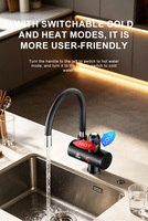 Chauffe-eau électrique instantané 3300W 220V-240V noir, design et finition haut de gamme, avec entrée d'eau par le bas, tuyau de 1/2 pouce