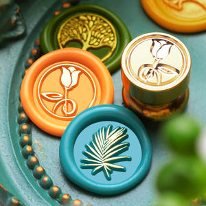 Sellos de Cera de la Serie Plantas en Miniatura, Cabezas de Sello de Latón de 1.5cm, Hoja y Rosa, Decoración para Diario - Product Image 2