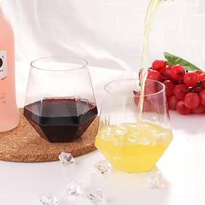 Fourniture d'Usine Gobelets à Vin en <span class=keywords><strong>Plastique</strong></span> Transparent Incassables Effet Diamant 12 oz, Verres à <span class=keywords><strong>Champagne</strong></span> Sans Pied Jetables et Sans BPA - Product Image 4