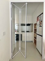 Porte coulissante pliante en aluminium et verre, style minimaliste moderne, pour cuisine, salon, chambre, salle de bain, usage résidentiel ou hôtelier