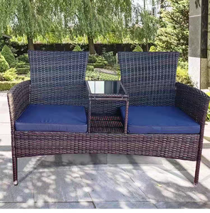 Canapé-banc <span class=keywords><strong>de</strong></span> <span class=keywords><strong>jardin</strong></span> moderne en rotin PE durable et confortable, imperméable, pour extérieur, hôtel, parc, cour, chambre - Product Image 1