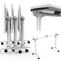 Table de formation pliable LEADCOM LS-701 certifiée BIFMA, pour espace de travail commercial, service global bout-à-bout, avec plateau rabattable et empilable