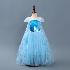 E12 di alta qualità bambine Costume luccicante paillettes decorare colore blu ragazze festa moda ballo abito - Product Image 1