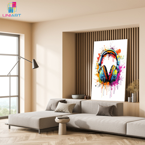 Auriculares UNIART <span class=keywords><strong>DJ</strong></span>, <span class=keywords><strong>arte</strong></span> de acuarela, Impresión de música vibrante, equipo de Audio moderno, decoración de pared, <span class=keywords><strong>arte</strong></span> para decoración del hogar - Product Image 6