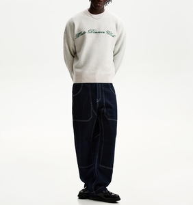 Áo len nam dệt kim oversize, chất liệu 100% cotton, kiểu dáng casual, thiết kế chữ jacquard in logo thương hiệu tùy chỉnh. - Product Image 3