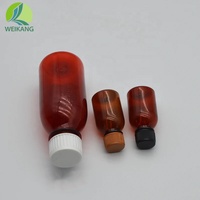Bouteille en plastique PET ambré avec protection UV, vide, pour sirops, huiles essentielles, réactifs de laboratoire et produits pharmaceutiques