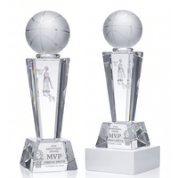 Trophée de basket-ball personnalisé en cristal K9, design gravé au laser 3D, boule givrée, prix MVP de la ligue sportive